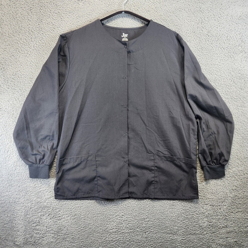 JDM Uniforms Women's Size Medium Gray Snap Front Scrub Athletic Utility Pockets‎